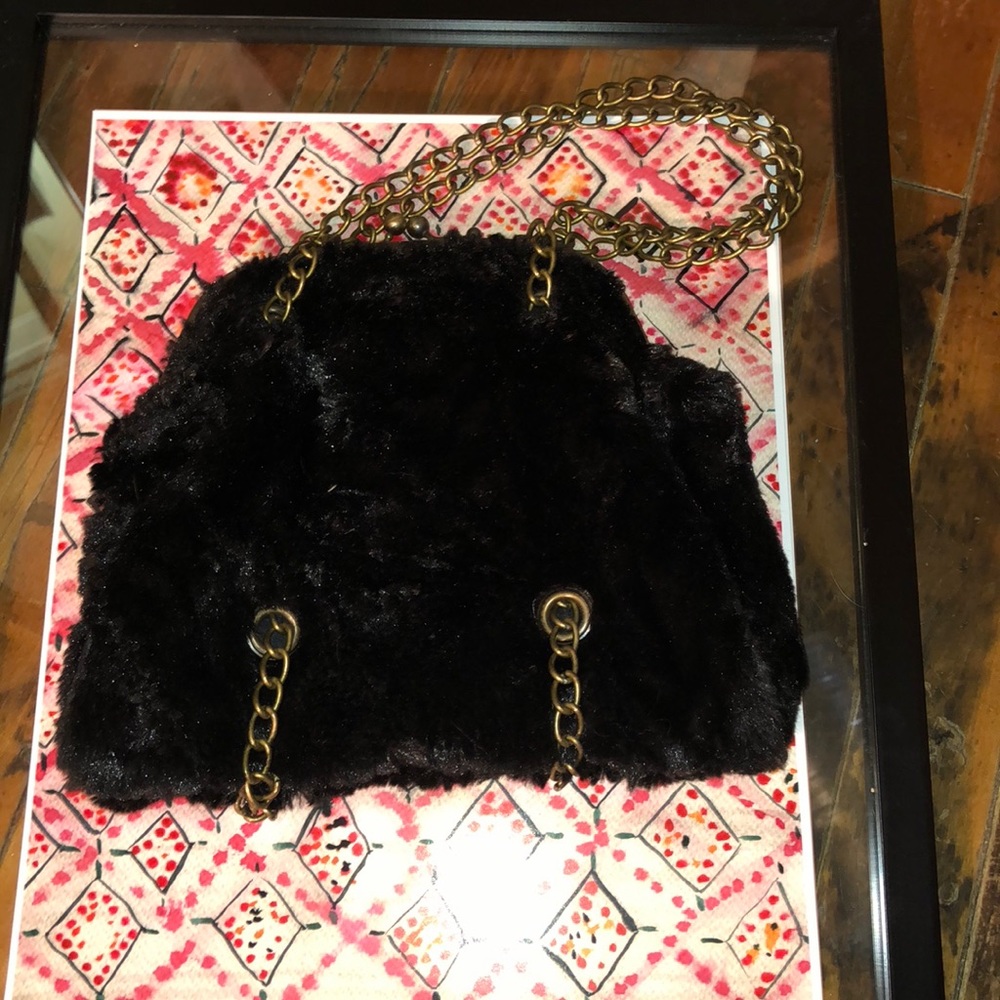 Chinese laundry faux fur black bag